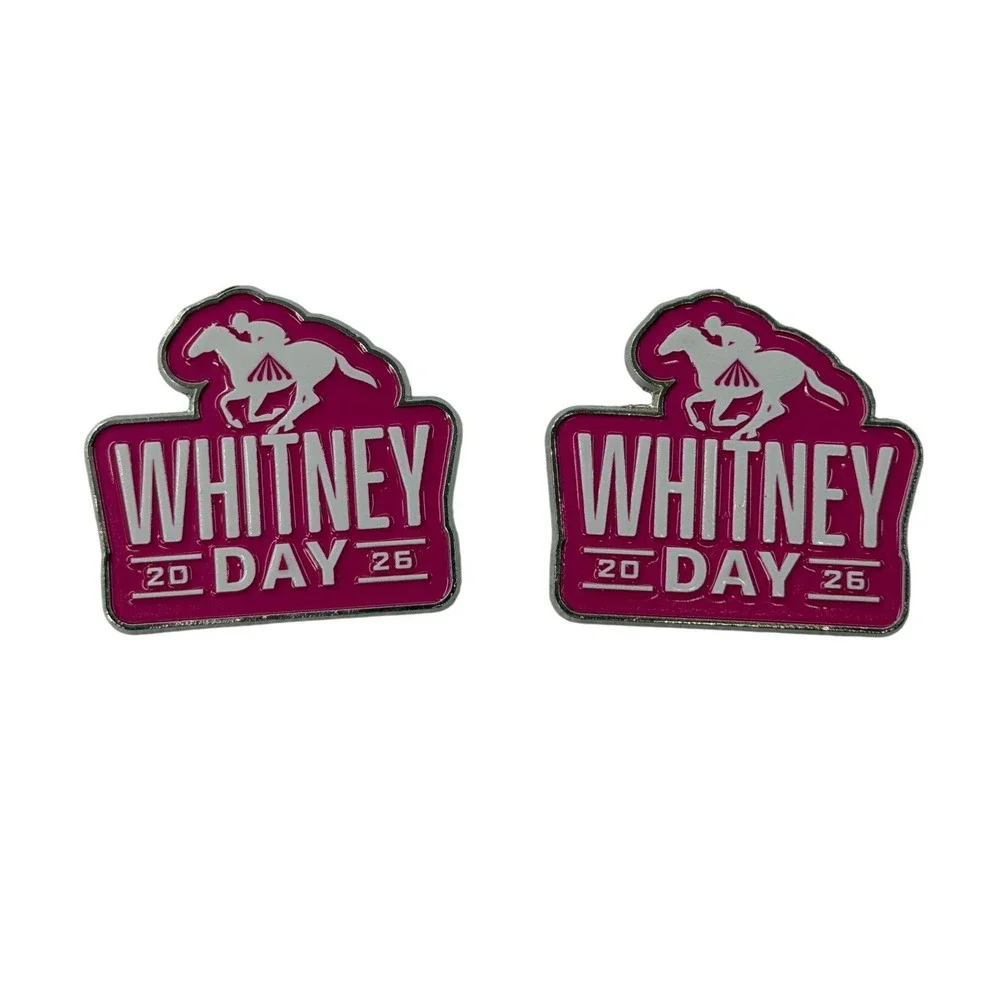 Saratoga Race Course Whitney Day 2026 Enamel Pin Horse Racing Pink Silver Tone